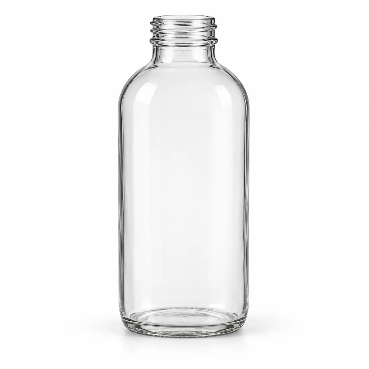 AI-generated clear-glass product visualization for 473–475 mL · medium round bottle
