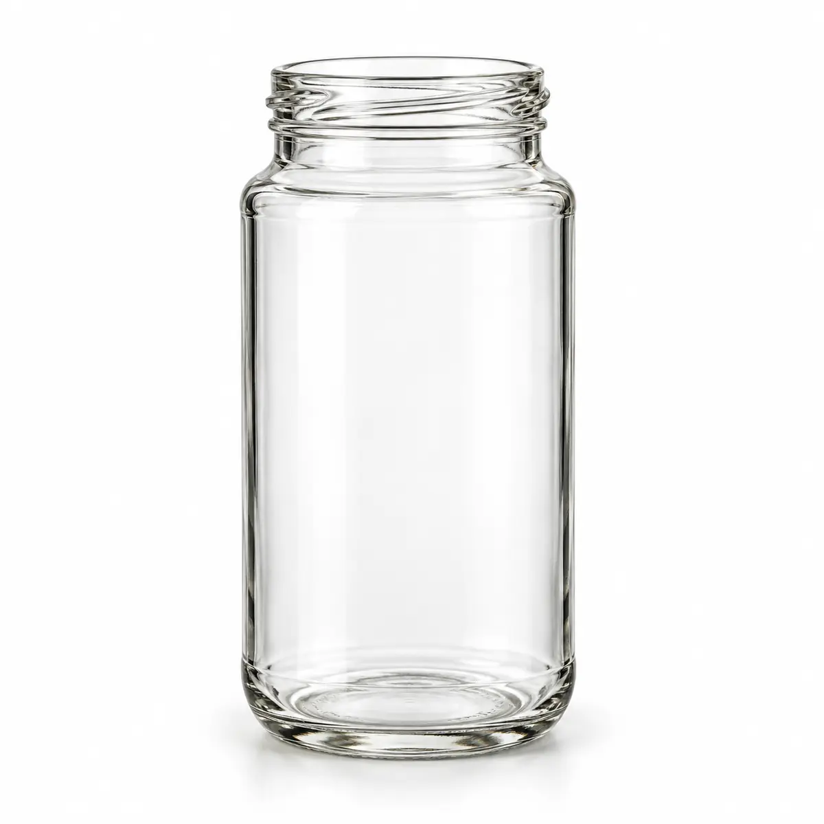 AI-generated clear-glass product visualization for 16 oz · tall Paragon jar