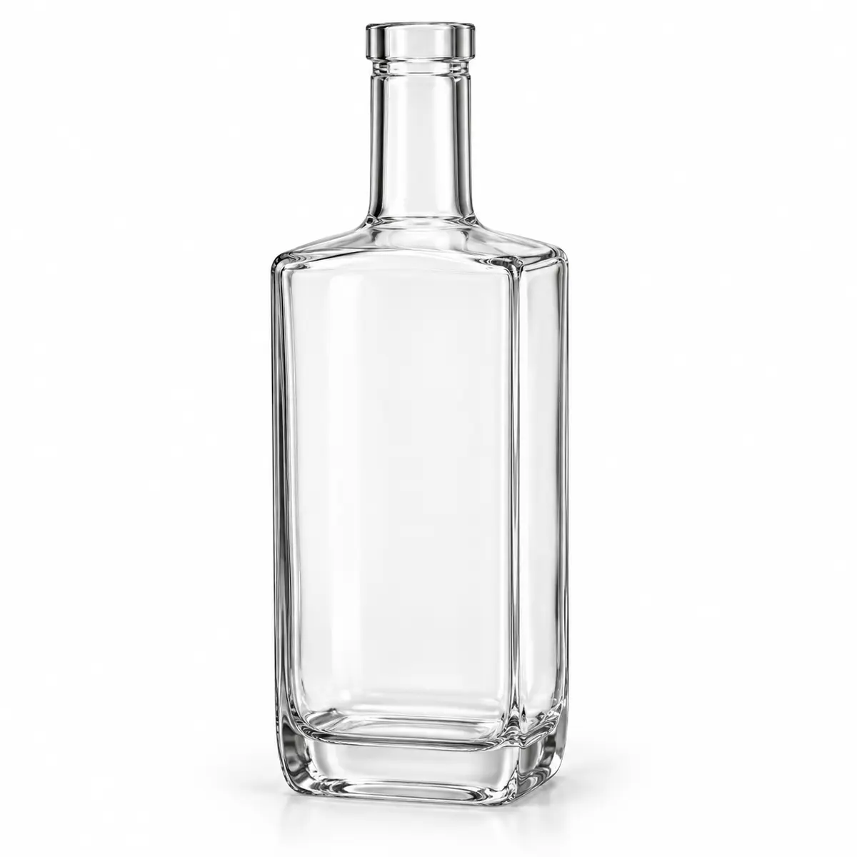 AI-generated clear-glass product visualization for 500 mL · rectangular bottle