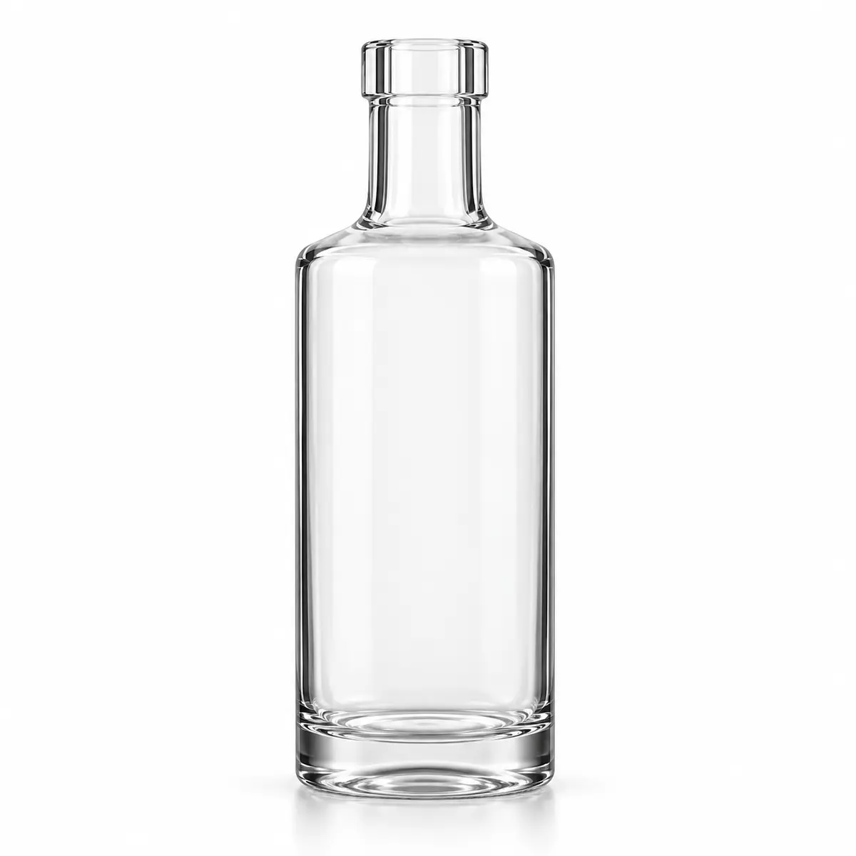 AI-generated clear-glass product visualization for 250 mL · tall slim bottle