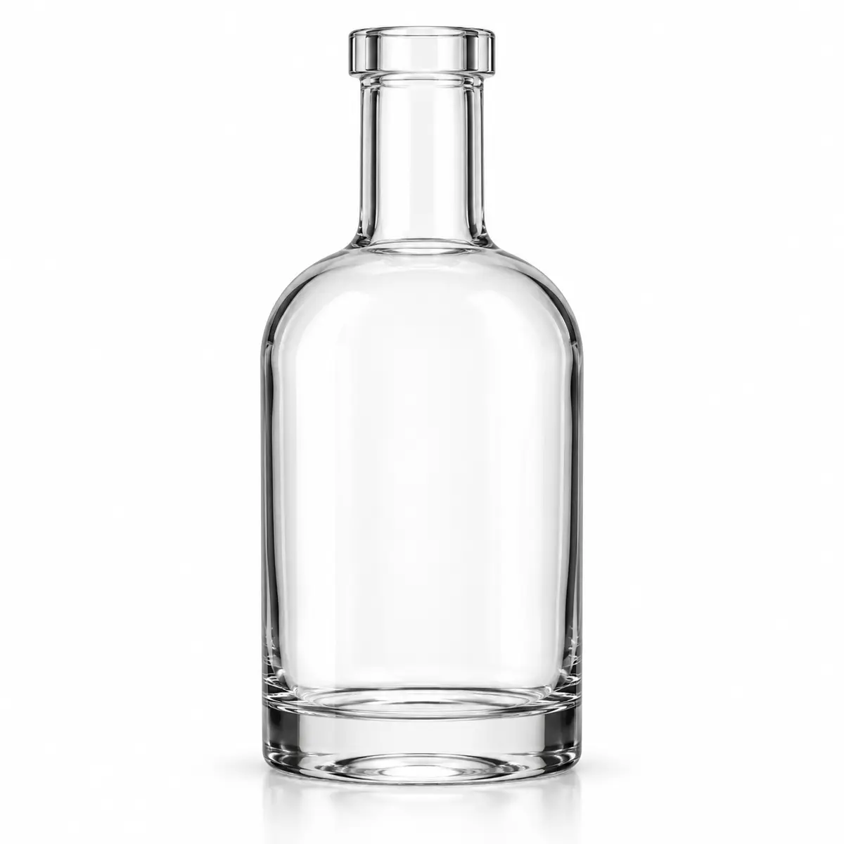 AI-generated clear-glass product visualization for 375 mL · standard round bottle